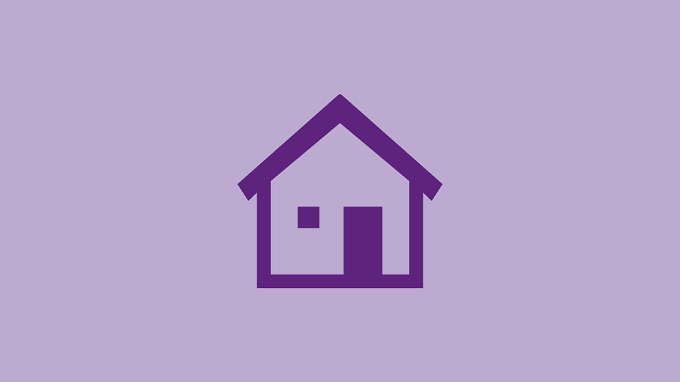 Illustration i lila färg av ett hus
